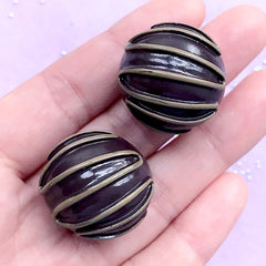 CLEARANCE Truffle Chocolate Cabochon | Faux Food Embellishments | Kawaii Sweet Jewelry DIY | Phone Case Decoden (2 pcs / Dark Brown / 25mm x 22mm)