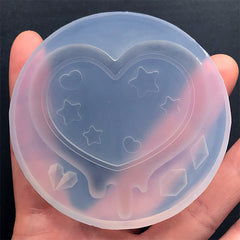 Drippy Heart Shaker Charm with Shaker Bits Silicone Mold | Kawaii Decoden Mould | Cute Resin Accessories DIY