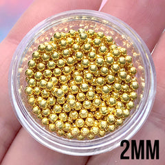 2mm High Quality Gold Micro Beads | Caviar Microbeads | Metallic Beads for Nail Art | Fake Dragee Toppings for Dollhouse Miniature Craft (10g)