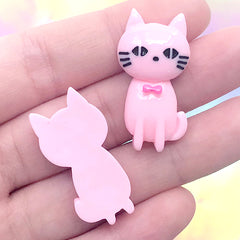 Kitty Decoden Cabochon | Kawaii Cat Resin Embellishment | Phone Case Decoration | Cute Jewelry DIY (3 pcs / Pink / 18mm x 31mm)