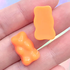 Kawaii Gummy Candy Cabochons in Bear Shape | Faux Food Embellishment | Kawaii Jewelry DIY | Sweet Deco (3 pcs / Orange / 12mm x 19mm)