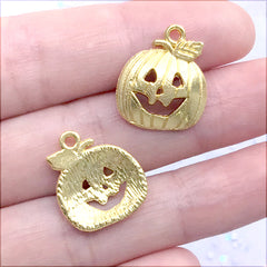 Halloween Pumpkin Pendant | Party Wine Charm DIY | Halloween Jewelry Supplies (5 pcs / Gold / 16mm x 18mm)