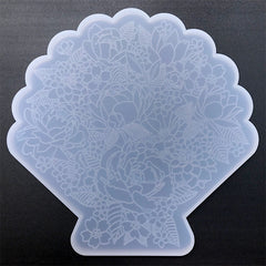 Flower Engraved Seashell Silicone Mold | Floral Scallop Shell Mould | Home Decoration Craft with Resin (202mm x 198mm)