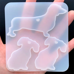 Dachshund Silicone Mold (3 Cavity) | Wiener Dog Sausage Dog Mould | Animal Jewelry Making | Resin Craft Supplies