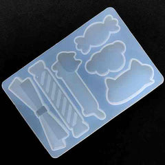 Kawaii Candy Ribbon Cloud Cat Silicone Mold (6 Cavity) | Toddler Hair Jewelry DIY | Clear Mould for UV Resin | Epoxy Resin Craft Supplies