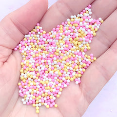 Miniature Bubblegum | Dollhouse Gumball | Fake Sugar Pearl Sprinkles | Doll House Dragee Toppings for Faux Food DIY (Yellow Pink White / 7g)
