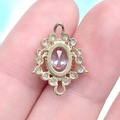Luxury Oval Rhinestone Connector Charm Link | Sparkle Bling Bling Jewellery DIY Supplies (1 piece / Gold / 13mm x 17mm)