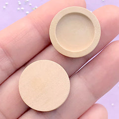 15mm Wooden Tray for Round Cabochon | Round Cameo Bezel Setting for Resin Art | Resin Wood Jewelry Supplies (4 pcs / 15mm / Raw Color)
