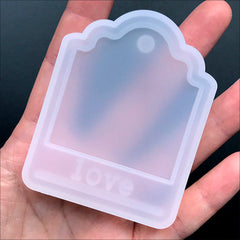 Love Tag Silicone Mold | Resin Jewelry Making | Resin Ornament DIY | UV Resin and Epoxy Resin Mould (51mm x 66mm)