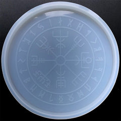 Viking Compass Silicone Mold | Rune Wheel of the Year Mould | Vegvisir Norse Wheel Mold with Engraved Runic Alphabets (186mm)