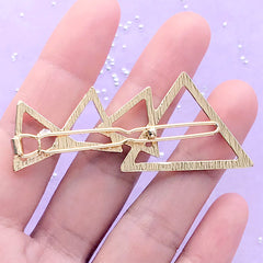 Triangle Open Bezel Hair Clip with Pearl | Geometric Deco Frame for UV Resin Filling | Kawaii Hair Jewelry Making (1 piece / Gold / 24mm x 60mm)