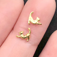 Mini Stretching Cat Metal Embellishments | Animal Floating Charm | Filling Material for Resin Pieces | Nail Art Supplies (8 pcs / 6mm x 6mm)