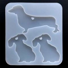 Dachshund Silicone Mold (3 Cavity) | Wiener Dog Sausage Dog Mould | Animal Jewelry Making | Resin Craft Supplies