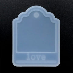 Love Tag Silicone Mold | Resin Jewelry Making | Resin Ornament DIY | UV Resin and Epoxy Resin Mould (51mm x 66mm)