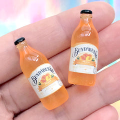 Miniature Beverage | Realistic Dollhouse Ginger Beer in 3D | Faux Food Jewelry DIY (2 pcs / Orange Peach / 12mm x 31mm)