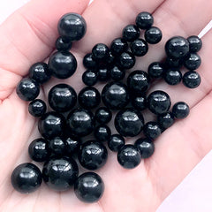 Faux Popping Boba | Faux Tapioca Balls | 6mm to 10mm Bubble Tea Pearls in Black Color | ABS Pearl | Slime Decoration (10 grams)