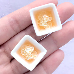 Miniature Lotus Soup Cabochon | Realistic 3D Dollhouse Chinese Food | Doll Food Craft Supplies (2 pcs / 20mm x 21mm)
