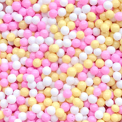 Miniature Bubblegum | Dollhouse Gumball | Fake Sugar Pearl Sprinkles | Doll House Dragee Toppings for Faux Food DIY (Yellow Pink White / 7g)