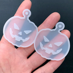 Creepy Pumpkin Silicone Mold (2 Cavity) | Halloween Dangle Earrings DIY | Resin Pendant Making (40mm x 45mm)