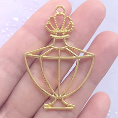 Eau de Toilette Open Bezel Charm | Perfume Bottle Deco Frame for UV Resin Filling | Kawaii Jewelry DIY (1 piece / Gold / 32mm x 48mm)