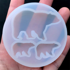 Polar Bear Family Silicone Mold (3 Cavity) | Animal Cabochon Mold | UV Resin Art Supplies | Epoxy Resin Mould