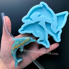 Dolphin Straw Topper Silicone Mold | Marine Life Mould | Beach Decor | Epoxy Resin Crafts (71mm x 43mm)