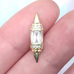 Luxury Rhinestone Nail Charm | Bling Bling Nail Designs | Sparkle Resin Jewellery Decoration (1 piece / Gold / 5mm x 19mm)
