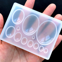 Oval Dome Cabochon Silicone Mold (12 Cavity) | Resin Jewelry Mold | Clear Soft Mold for UV Resin Art | Epoxy Resin Mould