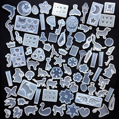 Clear Silicone Mold Assortment (10 pcs by Random) | Transparent Soft Mold for UV Resin | Epoxy Resin Mould | Kawaii Decoden Supplies