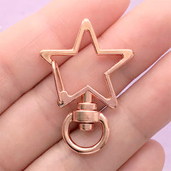 CLEARANCE Star Snap Clip with Swivel Ring | Kawaii Lanyard Hook | Lobster Claw | Keychain DIY | Jewelry Findings (1 piece / Rose Gold / 24mm x 35mm)