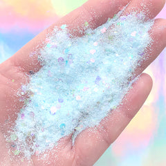 Iridescent Confetti and Glitter Powder Mix | Kawaii Resin Art Supplies | Resin Inclusion | Nail Designs (Light Blue / 2 grams)
