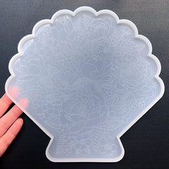 Flower Engraved Seashell Silicone Mold | Floral Scallop Shell Mould | Home Decoration Craft with Resin (202mm x 198mm)