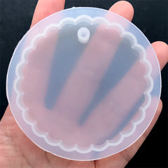 Big Scalloped Circle Pendant Silicone Mold | Large Round Charm Mold | Epoxy Resin Jewelry Mold | UV Resin Craft Supplies (67mm)
