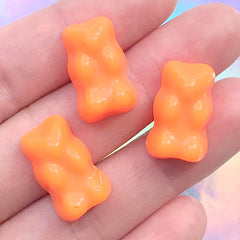 Kawaii Gummy Candy Cabochons in Bear Shape | Faux Food Embellishment | Kawaii Jewelry DIY | Sweet Deco (3 pcs / Orange / 12mm x 19mm)