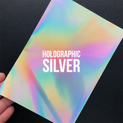 HOLOGRAPHIC SILVER Toner Adhesive Foil (Set of 20 pcs) | Toner Laser Foil | Heat Transfer Foil | DIY Foil Clear Film for Resin Art (100mm x 150mm)