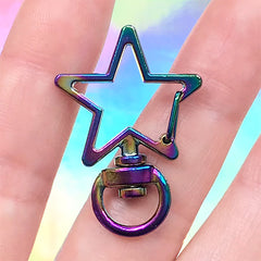 Star Lobster Clip with Swivel Ring in Galaxy Gradient Color | Kawaii Rainbow Snap Clasp | Cute Keychain Making (1 piece / 24mm x 35mm)