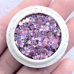 Holographic Glitter Sprinkles in Various Sizes | Hexagon Confetti in Iridescent Rainbow Color | Resin Art Supplies (AB Light Purple)