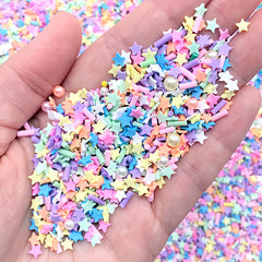 Colorful Star Chocolate Sprinkles and Pearl and Dragee for Fake Food DIY | Polymer Clay Toppings | Kawaii Craft Supplies (Mix / 5 grams)