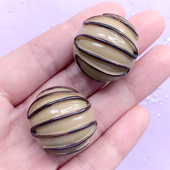 CLEARANCE Round Truffle Chocolate Cabochons | Fake Candy Embellishment | Kawaii Decoden Pieces | Sweets Deco (2 pcs / Light Brown / 25mm x 22mm)