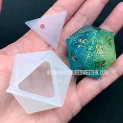 Icosahedron Dice Silicone Mold | Polyhedral d20 Mold | Make Your Own Board Game Die | Resin Art Supplies (34mm x 40mm)