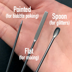 Resin Mixing Tools (Set of 3) | Metal Palette Knife Paint Spatula| Small Spoon | Pointed Needle for Bubble Poking | Resin Art Supplies