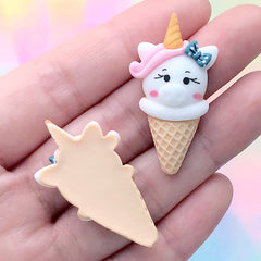 Unicorn Piggy Ice Cream Cabochon | Sweets Decoden Piece | Kawaii Resin Embellishments (3 pcs / 20mm x 37mm)