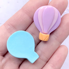 Hot Air Balloon Cabochons | Pastel Resin Embellishments | Decoden Pieces | Kawaii Jewelry Supplies (4 pcs / Mix / 23mm x 29mm)