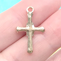 Rhinestone Latin Cross Charm | Small Cross Pendant | Luxury Religion Jewelry Making Supplies (1 piece / Gold / 14mm x 22mm)