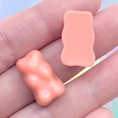 Bear Candy Cabochons | Fake Gummy Candies | Sweets Deco | Kawaii Embellishment for DIY Decoden (3 pcs / Peach Pink / 12mm x 19mm)