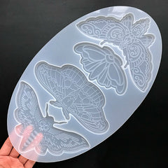 Filigree Butterfly and Moth Coaster Silicone Mold Assortment (4 Cavity) | Large Insect Mold | Resin Craft Supplies