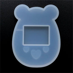 Kawaii Tamagotchi Resin Shaker Charm Silicone Mold in Bear Shape | Shake Shake Decoden Cabochon DIY (53mm x 71mm)