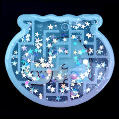 Fish Bowl Maze Shaker Charm Silicone Mold | Resin Shaker Cabochon DIY | Kawaii Resin Jewelry Supplies (68mm x 60mm)