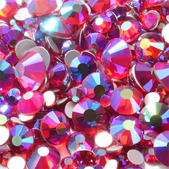 Glass Rhinestones in Various Sizes | Faceted Rhinestones Assortment | Bling Bling Craft Supplies | Nail Decoration (AB Red Purple / SS4 to SS20 / Around 300 pcs)