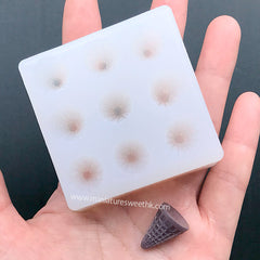 3D Miniature Ice Cream Cone Silicone Mold (9 Cavity) | Dollhouse Food Mold | Doll Food DIY | Kawaii Sweets Deco (13mm x 19mm)